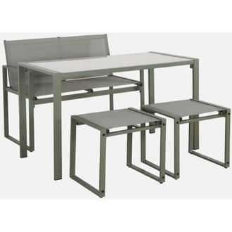 Sweeek Set tavolo da giardino incastrabile in acciaio e textilene con 4 sedie