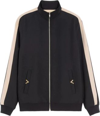 Valentino Nylon Sweatshirt With VGold - Heren - Vesten met rits - Zwart - L - Nylon - Hoodies & sweatvesten