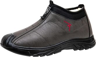 Generic Mens Winter Shoes, Lightweight Non-Slip Warm Boot Waterproof Leather Shoes Outdoor Walking Shoe Comfort Fit Soft Sole Snow Sneakers Fur Lining Ankle B