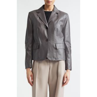 Jil Sander Crop Napa Leather Blazer in Volcanic Glass at Nordstrom, Size 4 Us