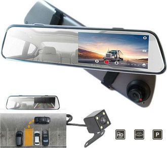 Trade Shop Trade Shop - Specchietto Retrovisore Touch Dvr 4.39 Full Hd Tf Camera Anteriore Posteriore