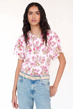 Banjanan Joyful Short Sleeve Top In Burdock Peony