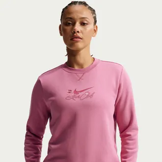 Nike Womens Nike Sportswear Club Fleece Crew-Neck Sweatshirt in Pink | IQ1248-641