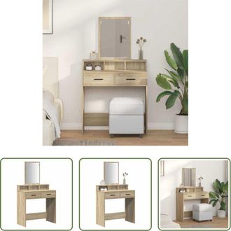 vidaXL Specchio - Tavolo da Trucco con cassetto Rovere Sonoma 79 x 41 x 140 cm