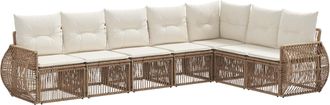vidaXL Conjunto De Sof&aacute;s De Jard&iacute;n 7 Uds. Beige Y Blanco Crema Vidaxl