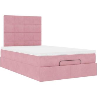 vidaXL Estructura Cama Otomana Colchones Terciopelo Rosa 120x190 Cm Vidaxl