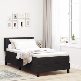 vidaXL Box Spring Bed with Mattress Black 100x200 cm Velvet Black vidaXL