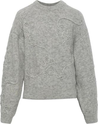 Rotate Wool Sweater - Dames - Ronde hals truien - Grijs - S - Wol - Truien & Vesten