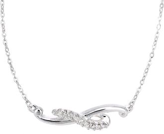 Jewelco London 9ct White Gold Round 5pts Diamond Twist Lavalier Necklace 18 inch - PP0AXL6045W