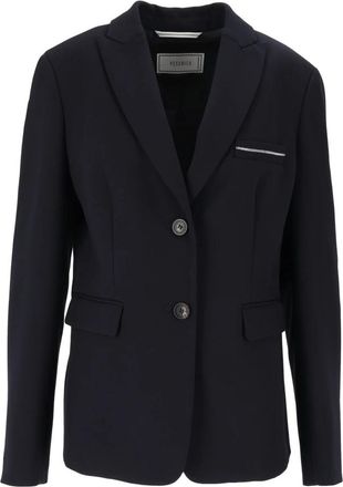 PESERICO Enkelrijige Blazer - Dames - Blazers - Blauw - M - Katoen - Jassen