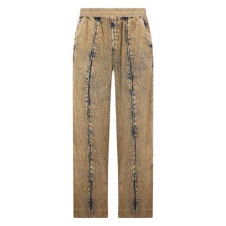 Diesel Straight Jeans, male, Brown, Size: S Loose Lightweight Trousers with Adjustable Waist