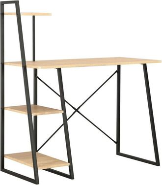 vidaXL Vidaxl - Escritorio con estantería color roble y negro 102x50x117 cm