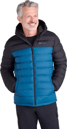 Mountain Warehouse Season Mens Padded Jacket - Water Resistant Puffer Coat, Lightweight, Warm, Lab Tested to -30C, Microfibre Filler - For Travelling, Walking Petrol 2XL