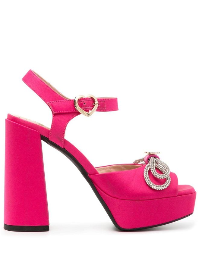 130mm logo-plaque bow sandals - women - Calf Leather/Rubber/Polyester - 36 - Pink