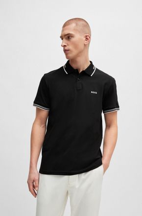 Boss Green by Hugo Boss Poloshirt BOSS GREEN Paul, Herren, Gr. XXL, schwarz (schwarz001), Jersey, Obermaterial: 92% Baumwolle, 8% Elasthan, unifarben, slim fit, hoch geschlos