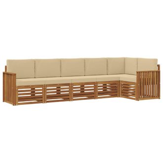 vidaXL Conjunto De Sof&aacute; Seccional Con Coj&iacute;n 6 Pcs Natural Y Beige Vidaxl