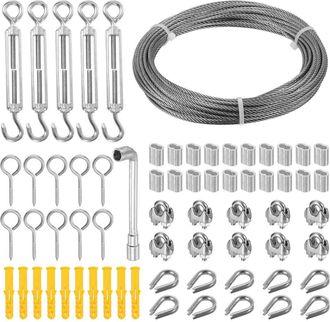 OEM Cable Acier Inoxydable 304 - 3 Mm X 15 M - Con Kit Accesorios Para Guardacorpos Y Sistemas De Suspensi&oacute;n - 1 Unidad