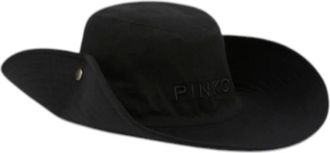 Pinko Hats, female, Black, Size: ONE SIZE Cotton Hat with Front Logo