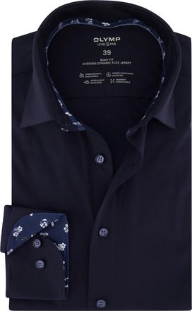 Olymp Navy overhemd OLYMP Level Five slanke fit stretch