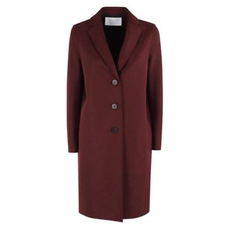Harris Wharf London Single-Breasted Coats, female, Red, L, Black Overcoat with Long Sleeves