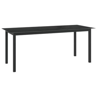 Berkfield Home Garden Table Black 190x90x74 cm Aluminium & Glass | Size: 190 x 90 x 74 cm
