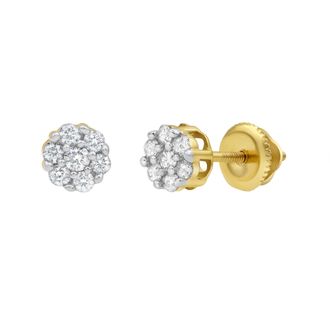 LuvMyJewelry Meadow 14K Yellow Gold Cluster Lab Grown Diamond Unisex Earrings - 0.21 Cts