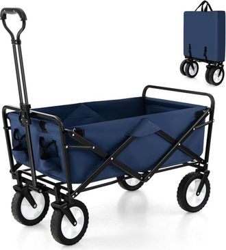Costway Costway - Carro Playa 82l, Carro Plegable Con Ruedas, Mango Ajustable Y Soportes Para Bebida, 94 X 52 X 76-100 Cm, Carro Transporte Playa Jardin Campi