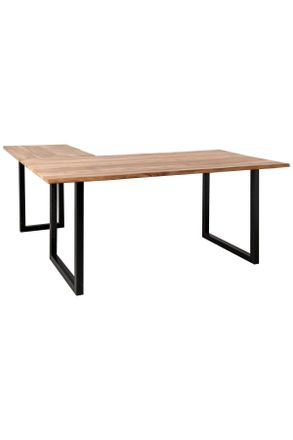 MID.YOU Mid.you Eckschreibtisch, Schwarz, Sheeshamfarben, Holz, Sheesham, massiv, Freiform, Kufe, 180x77x180 cm, seitenverkehrt montierbar, Holzm&ouml;bel, Holztis