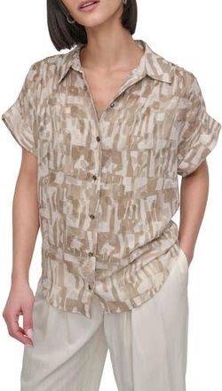 DKNY Allover Print Button-Up Shirt in Broken City Burnout at Nordstrom Rack, Size X-Small
