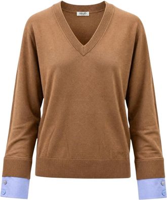 Liu Jo V-neck Truien - Dames - V-hals truien - Beige - XS - Truien & Vesten