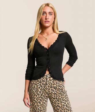 Free People Big Love Cardigan In Black