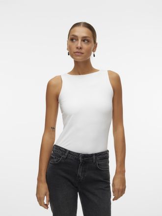 Vero Moda Shirttop VERO MODA VMMILLION SL SQUARE TOP 2-WAY JRS NOOS, Damen, Gr. XL (42), hellwei&szlig;, Jersey, Obermaterial: 86% Polyester, 14% Elasthan, unifarben,