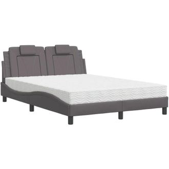 vidaXL Cama Con Colch&oacute;n Cuero Sint&eacute;tico Gris 140x190 Cm Vidaxl