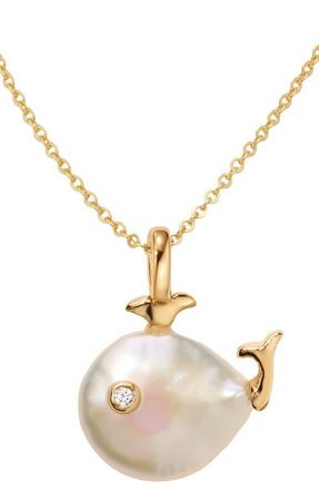 Made by Mary Pearl Whale Charm Necklace in Gold Vermeil at Nordstrom, Size 16