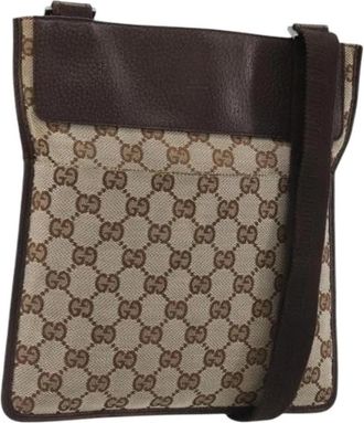 Gucci Pre-owned Vintage GG Canvas Shoulder Bag - Dames - Vintage Schoudertas - Bruin - ONE Size - Leer - Vintage