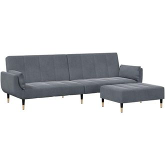 vidaXL Divano Letto 2 Posti con Poggiapiedi Grigio Scuro in Velluto vidaXL