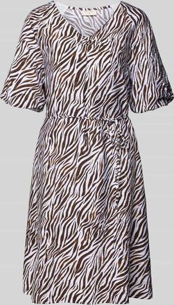 Freequent Knielanges Kleid aus Viskose-Mix mit Bindeg&uuml;rtel Modell Mele in Dunkelbraun, Gr&ouml;&szlig;e XXL