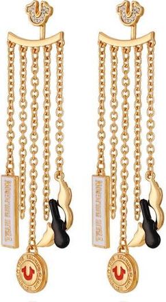 True Religion Logo Chain Drop Earrings in Gold Tone at Nordstrom Rack