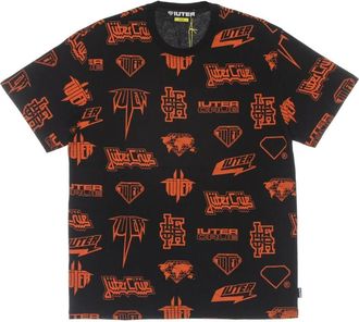 Iuter Zwart Hoorns Allover T-shirt - Heren - T-shirts - Veelkleurig - L - Katoen - Tops
