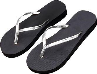 Generic Women Summer Sandals Stylish Open Toe Simple Ladies Flip Flops Breathable Quick Drying Casual Thong Slippers with PU Slim Strap Beach Indoor Outdoor