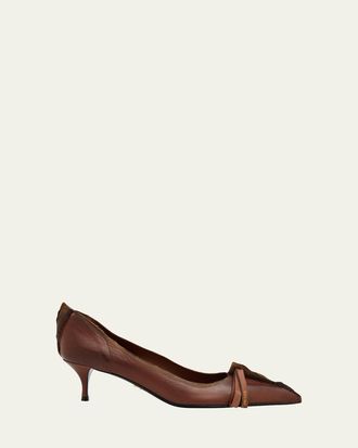 Prada Distressed Leather Pointed-Toe Pumps