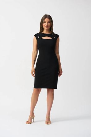 Joseph Ribkoff Cutout Yoke Sheath Dress In Black