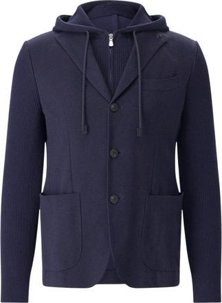 Gran Sasso Fishermans Rib Strickjacke - Heren - Vesten - Blauw - 2XL - Katoen - Truien & Vesten