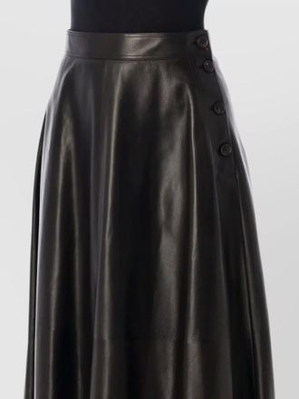 Ralph Lauren leather high-rise flared midi skirt