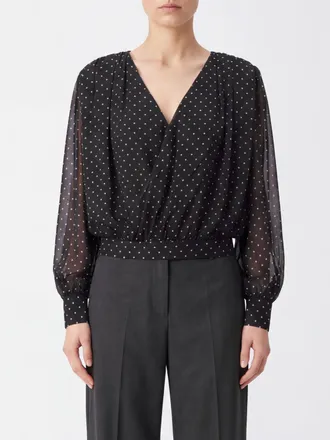 Rotate Blusa a pois in cr&ecirc;pe riciclato con maniche a palloncino