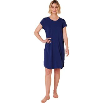 The Cats Pajamas Pima Knit Short-Sleeved Sleep Shirt in Classic Marine Blue at Nordstrom, Size X-Large