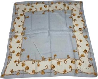 Celine Pre-owned Zijden Sjaal - Dames - Vintage Accessoires - Blauw - ONE Size - Vintage