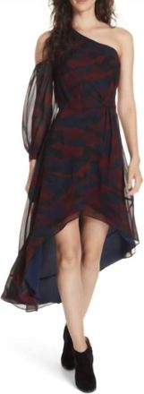 Joie Silk One Shoulder Camo Print Asymmetrical Dress In Multicolor