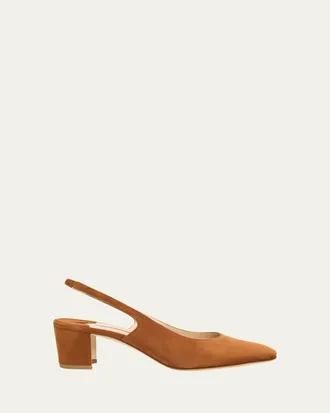 Manolo Blahnik 50mm Allurasan Suede Slingback Pumps