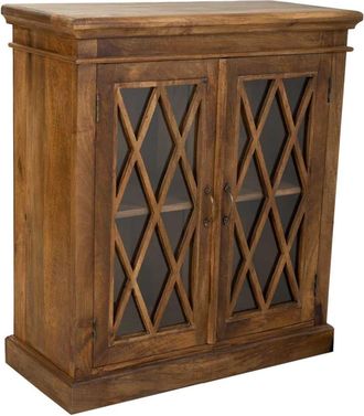 Wanderlust Deco Recibidor-aparador de madera y cristal artesanal marron 90x40x100